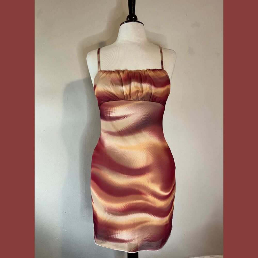 Abstract Gradient Mesh Mini Dress